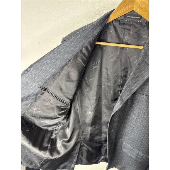 Giorgio Armani Le Collezioni Blazer Gray Pinstripe Wool Italy Men’s 44 3 Button - Picture 8 of 8